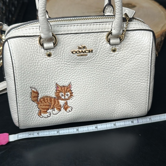 Coach Mini Rowan Dancing Kitten Orange Cat & Cream Leather Handbag Crossbody - Picture 11 of 11